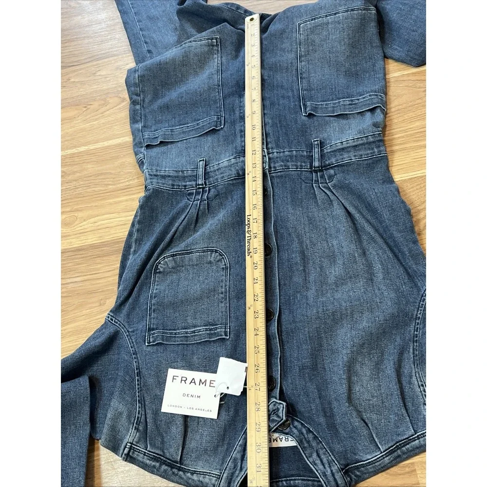 FRAME Long-Sleeve Denim Jumpsuit Size Small New - Picture 6 of 10